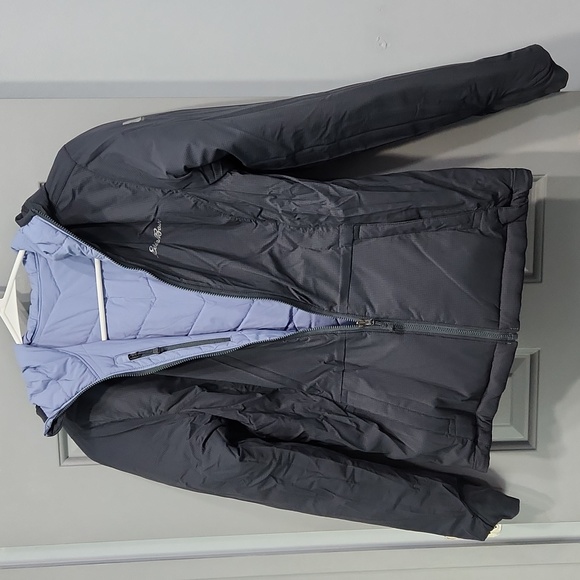 NWT Eddie Bauer Ignitelite Reversible Hooded Jacket Dusty Blue Gray First Ascent - Picture 2 of 15